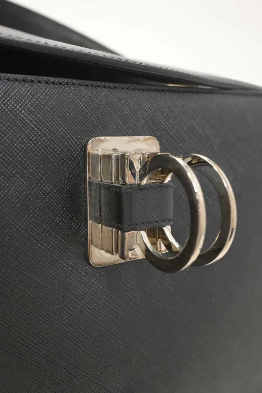 Black leather Gancini top handle bag