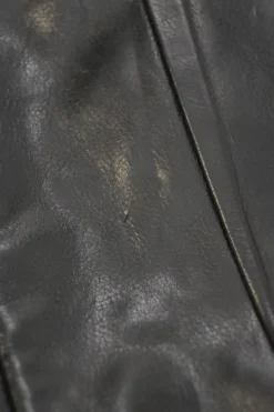 Black leather Hystetria zip pouch featuring gold-tone metallic medallion appliqué