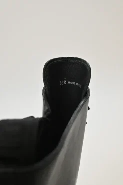 Black Leather Knee-high Biker Boots