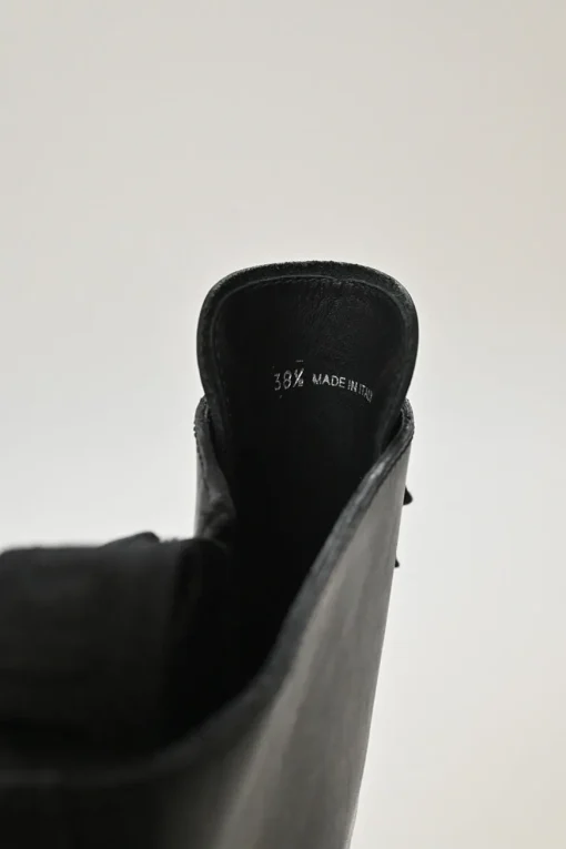 Black Leather Knee-high Biker Boots