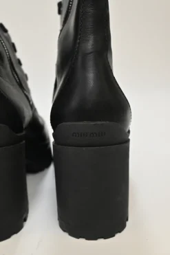 Black Leather Knee-high Biker Boots