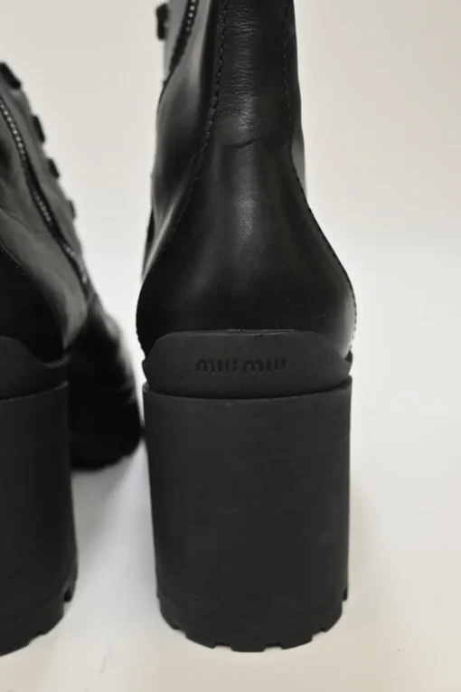 Black Leather Knee-high Biker Boots
