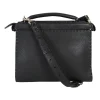 Black Leather Monster Peekaboo Fit Mini Bag with Strap