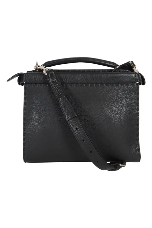 Black Leather Monster Peekaboo Fit Mini Bag with Strap