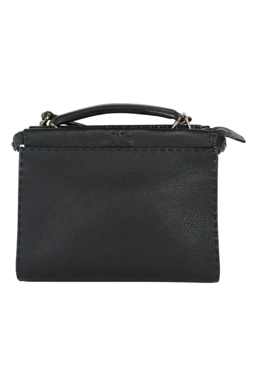 Black Leather Monster Peekaboo Fit Mini Bag with Strap