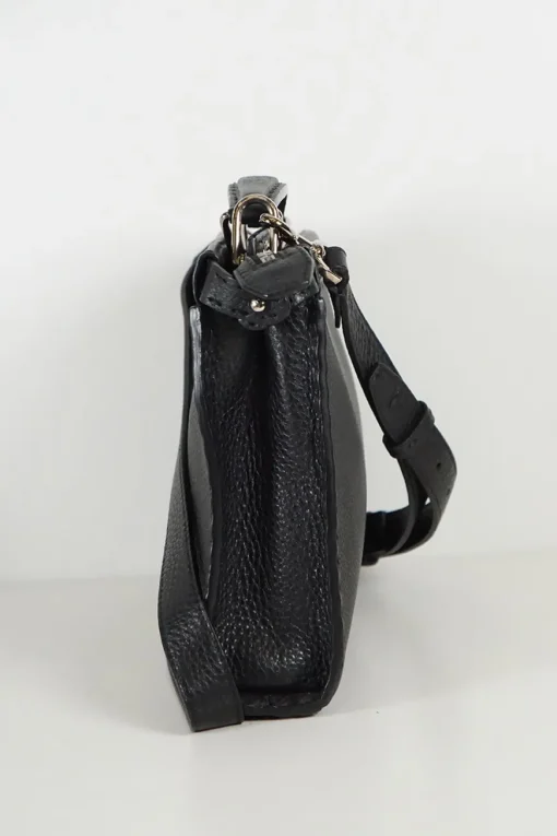 Black Leather Monster Peekaboo Fit Mini Bag with Strap