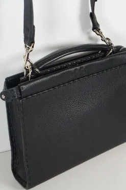 Black Leather Monster Peekaboo Fit Mini Bag with Strap