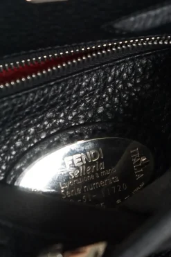 Black Leather Monster Peekaboo Fit Mini Bag with Strap