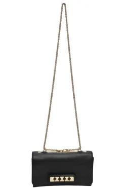 Black leather Va Voom chain crossbody flap bag