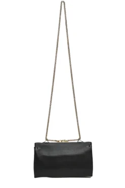 Black leather Va Voom chain crossbody flap bag