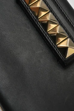 Black leather Va Voom chain crossbody flap bag