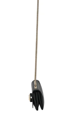 Black leather Va Voom chain crossbody flap bag