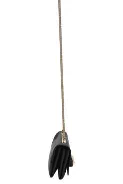 Black leather Va Voom chain crossbody flap bag