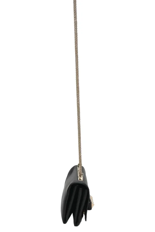 Black leather Va Voom chain crossbody flap bag