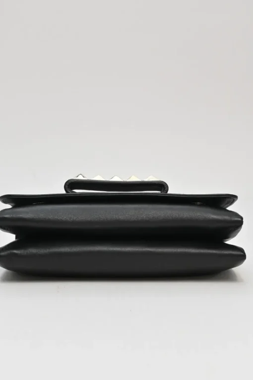 Black leather Va Voom chain crossbody flap bag