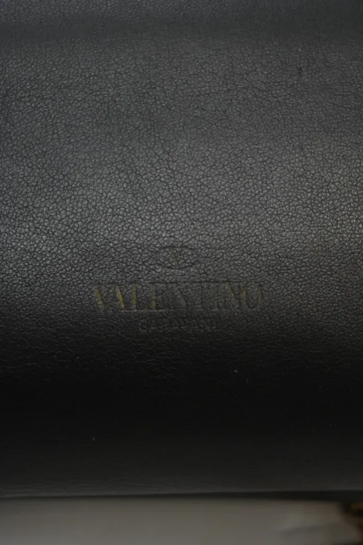 Black leather Va Voom chain crossbody flap bag