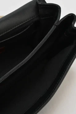 Black leather Va Voom chain crossbody flap bag