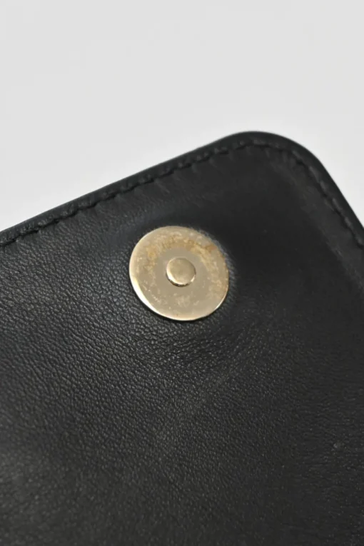 Black leather Va Voom chain crossbody flap bag