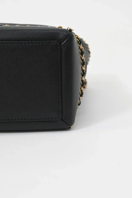 Black matelassé calfskin chained shopping tote