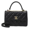 Black matelassé calfskin Small Trendy CC bag with gold-tone hardware