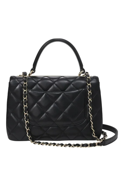 Black matelassé calfskin Small Trendy CC bag with gold-tone hardware