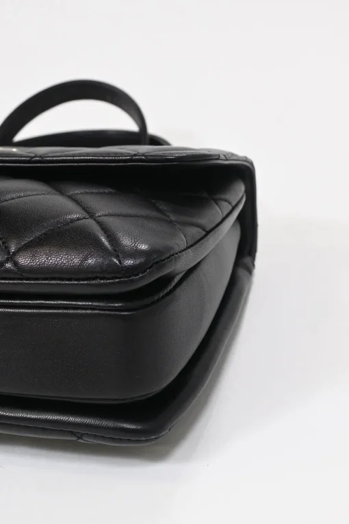 Black matelassé calfskin Small Trendy CC bag with gold-tone hardware