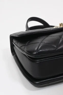 Black matelassé calfskin Small Trendy CC bag with gold-tone hardware