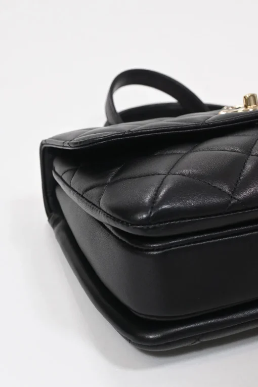 Black matelassé calfskin Small Trendy CC bag with gold-tone hardware