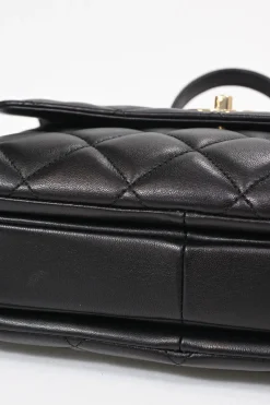 Black matelassé calfskin Small Trendy CC bag with gold-tone hardware