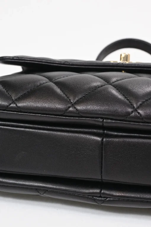 Black matelassé calfskin Small Trendy CC bag with gold-tone hardware