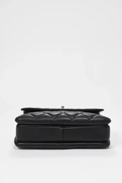 Black matelassé calfskin Small Trendy CC bag with gold-tone hardware