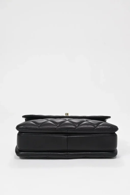 Black matelassé calfskin Small Trendy CC bag with gold-tone hardware