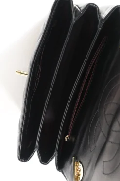 Black matelassé calfskin Small Trendy CC bag with gold-tone hardware