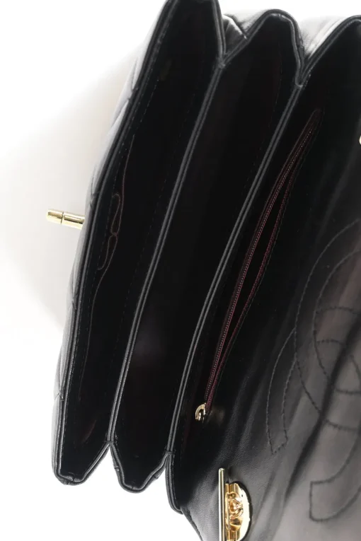 Black matelassé calfskin Small Trendy CC bag with gold-tone hardware