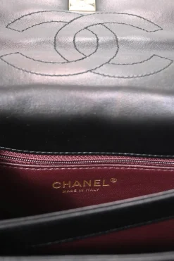 Black matelassé calfskin Small Trendy CC bag with gold-tone hardware