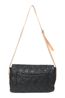 Black matelassé caviar leather Reissue 2.55 Messenger Flap shoulder bag with silver-tone aged ruthenium hardware
