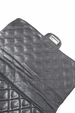 Black matelassé caviar leather Reissue 2.55 Messenger Flap shoulder bag with silver-tone aged ruthenium hardware