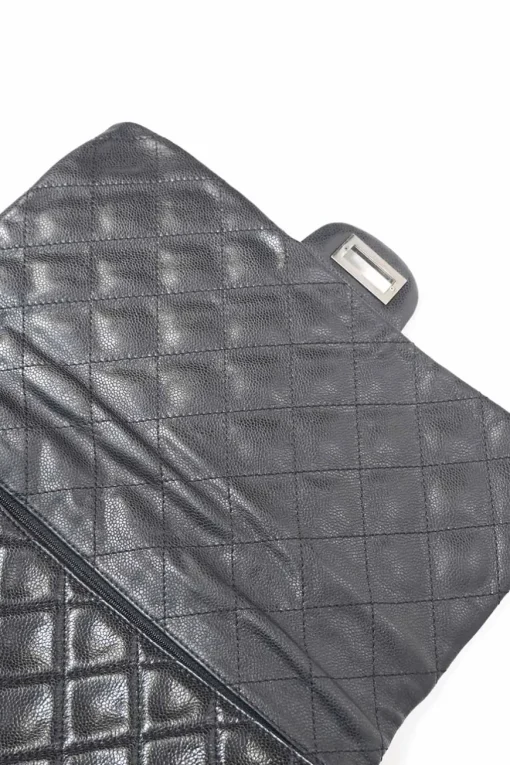 Black matelassé caviar leather Reissue 2.55 Messenger Flap shoulder bag with silver-tone aged ruthenium hardware