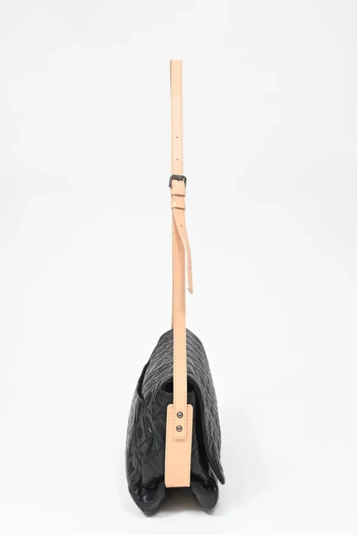 Black matelassé caviar leather Reissue 2.55 Messenger Flap shoulder bag with silver-tone aged ruthenium hardware