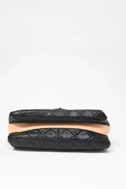 Black matelassé caviar leather Reissue 2.55 Messenger Flap shoulder bag with silver-tone aged ruthenium hardware
