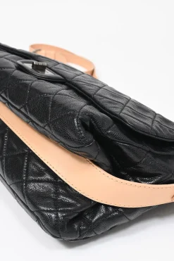 Black matelassé caviar leather Reissue 2.55 Messenger Flap shoulder bag with silver-tone aged ruthenium hardware