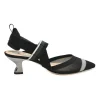 Black mesh and leather semi-sheer Colibri pointed-toe slingback court pumps