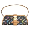 Black multi-colour monogram canvas and leather Shirley two-way clutch with detachable shoulder strap