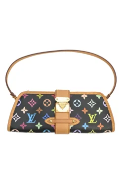 Black multi-colour monogram canvas and leather Shirley two-way clutch with detachable shoulder strap