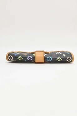 Black multi-colour monogram canvas and leather Shirley two-way clutch with detachable shoulder strap