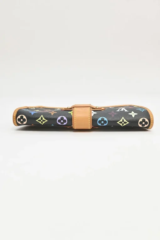 Black multi-colour monogram canvas and leather Shirley two-way clutch with detachable shoulder strap
