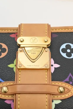 Black multi-colour monogram canvas and leather Shirley two-way clutch with detachable shoulder strap