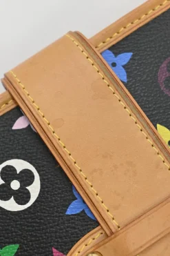 Black multi-colour monogram canvas and leather Shirley two-way clutch with detachable shoulder strap