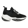 Black neoprene Viv' running chunky sneakers with mid-arch Belle crystal buckle and elastic strap