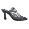 Black netting and leather Brophy mesh heeled mules